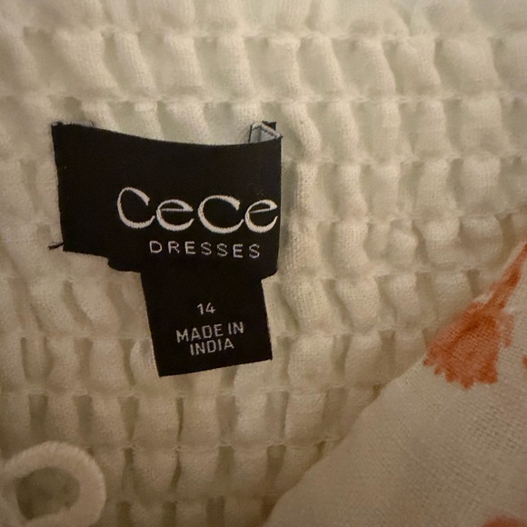 CeCe White Maxi Dress with Peach Floral Detail - Picture 4 of 4